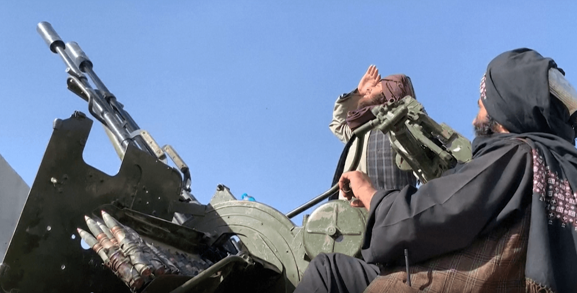 Screengrab from a video showing Afghan Taliban fighters patrolling the Pakistan-Afghanistan border in Spin Boldak following fresh clashes between the two countries on October 15, 2025. (AFP)