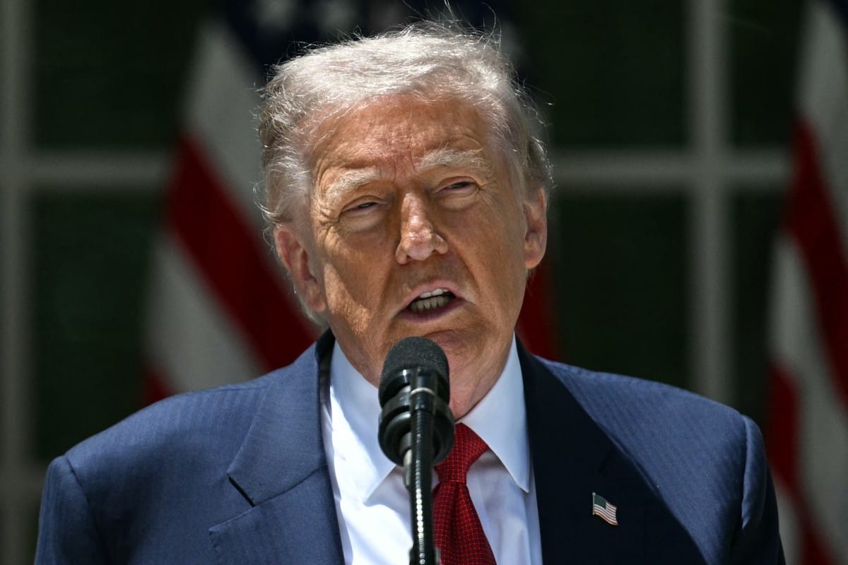 US President Donald Trump speaks during a Mother's Day luncheon in the Rose Garden of the White House in Washington, DC, on May 8, 2026. (AFP)
