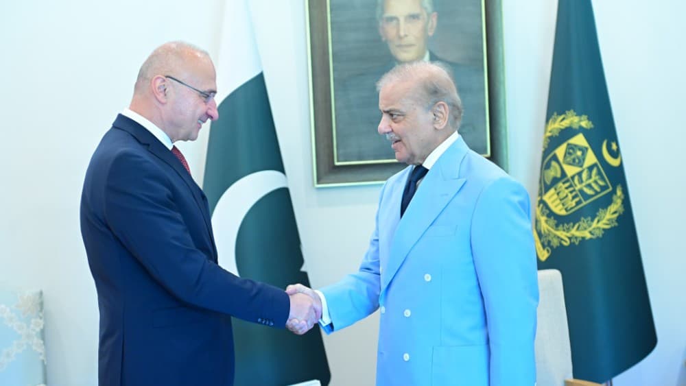 Minister for Foreign and European Affairs of the Republic of Croatia, Dr. Gordan Grlic Radman calls on Prime Minister Muhammad Shehbaz Sharif in Islamabad on 9 July 2026 (X/@PakPMO)