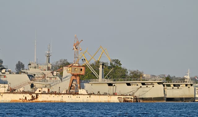 Cuban coast guard ships docked at the port of Havana on February 25, 2026.(AFP)