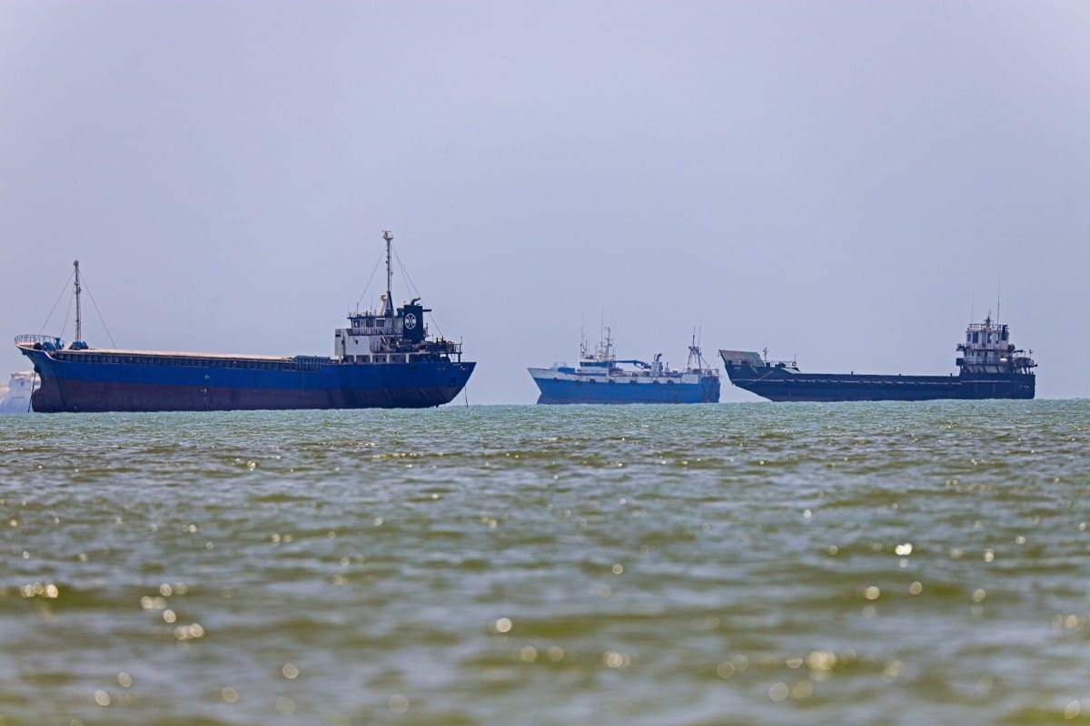 In this picture obtained from Iran's ISNA news agency on June 18, 2026, vessels are seen anchored in Bandar Abbas along the Strait of Hormuz (AFP)