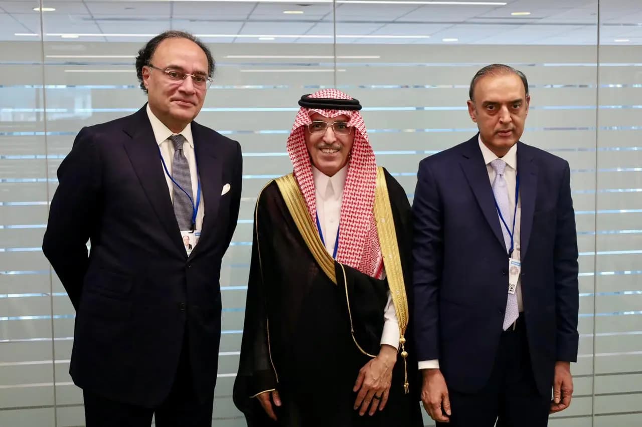 Pakistan's Finance Minister Muhammad Aurangzeb, alongside State Bank Governor Jameel Ahmad, met Saudi Finance Minister H.E. Mohammed bin Abdullah Al-Jadaan in Washington on the sidelines of the World Bank-IMF Spring Meetings 2026.
