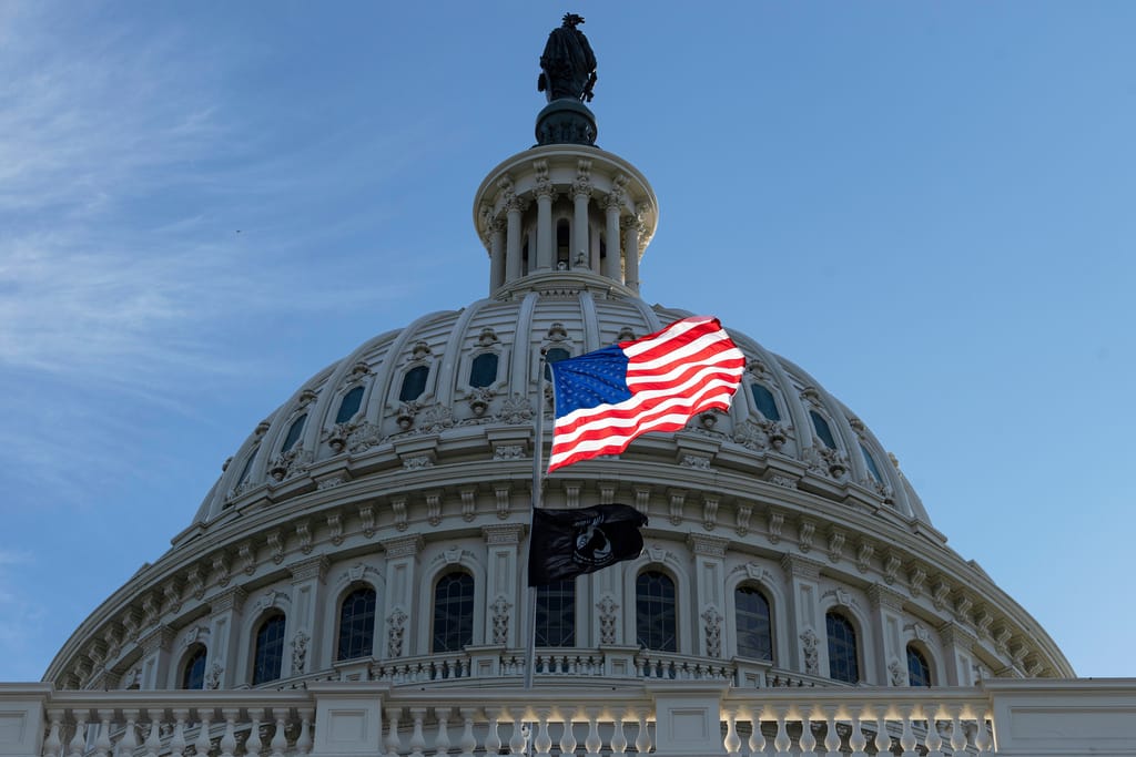 American flag over the Capitol