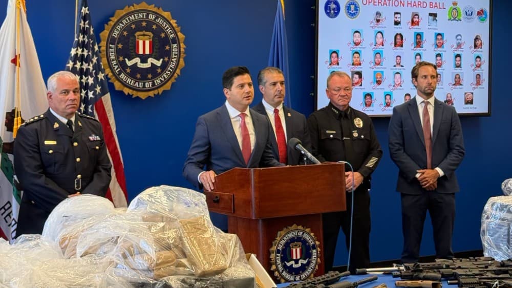 United States Attorney Bill Essayli addressed the media in Los Angeles on 7 July to announce criminal charges and arrests of members of three India-based organized criminal syndicates. (Photo: facebook/US Attorney's Office for the Central District of Cali