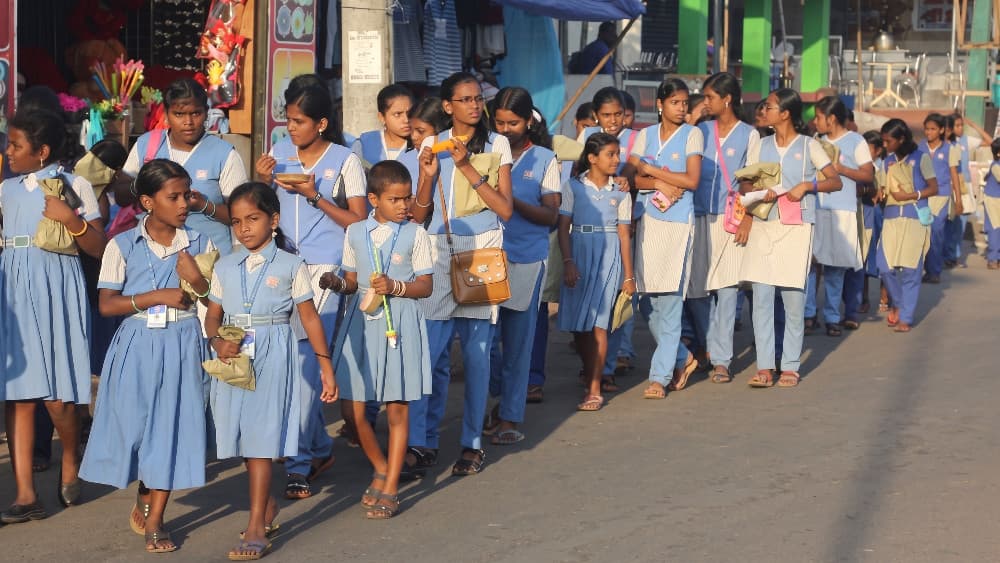 Schoolchildren during a school field trip in Kanyakumari, Tamil Nadu, India. (AFP)