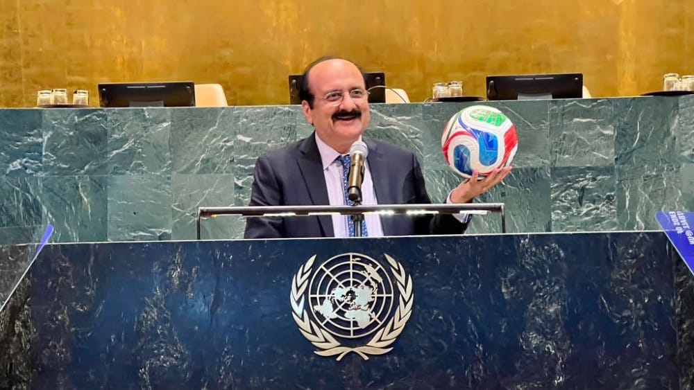 Pakistan-manufactured official FIFA World Cup 2026 football showcased at UN event
