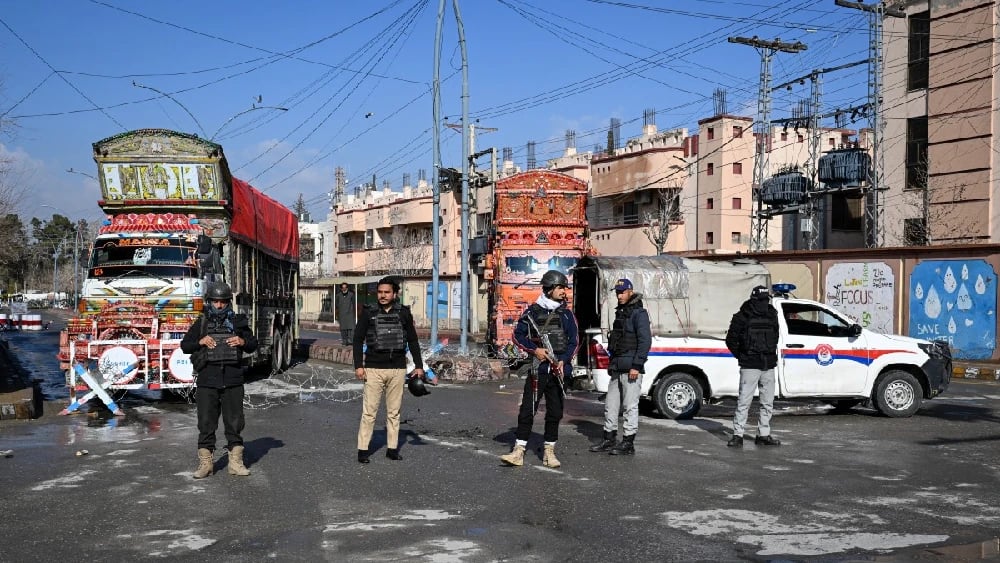 Security personnel cordon off a road leading to the blast site in Quetta on February 1, 2026, a day after an attack by Baloch separatists. (Photo: AFP/File)