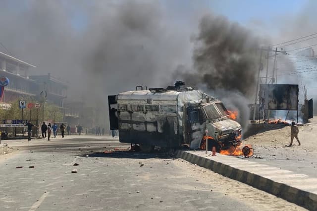 Ladakh protesters torch BJP office amid statehood, rights demands