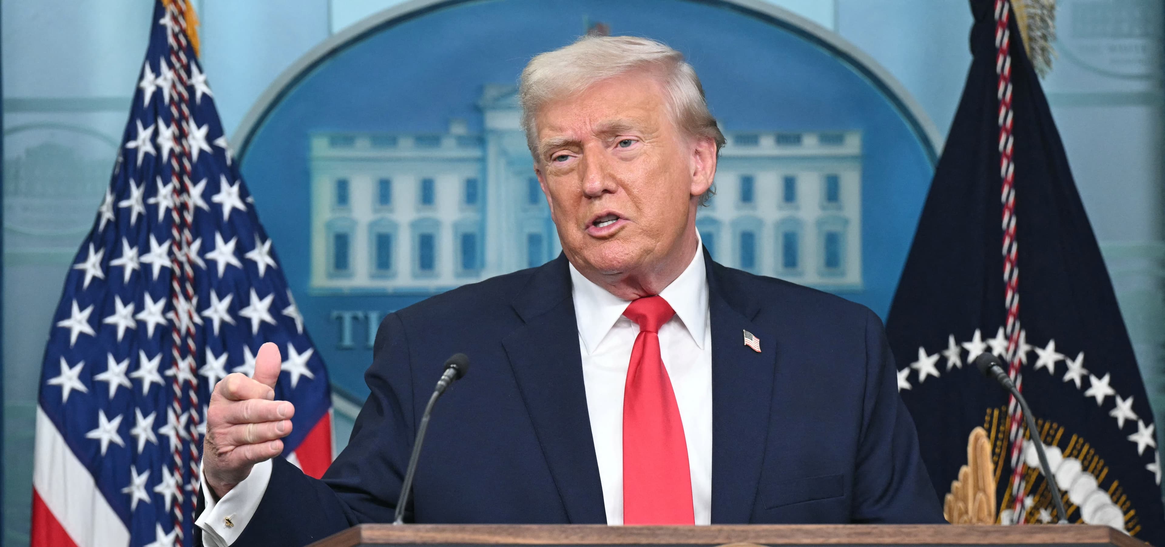 US President Donald Trump speaks during a briefing in the Brady Briefing Room of the White House in Washington, DC, on January 20, 2026 (AFP)