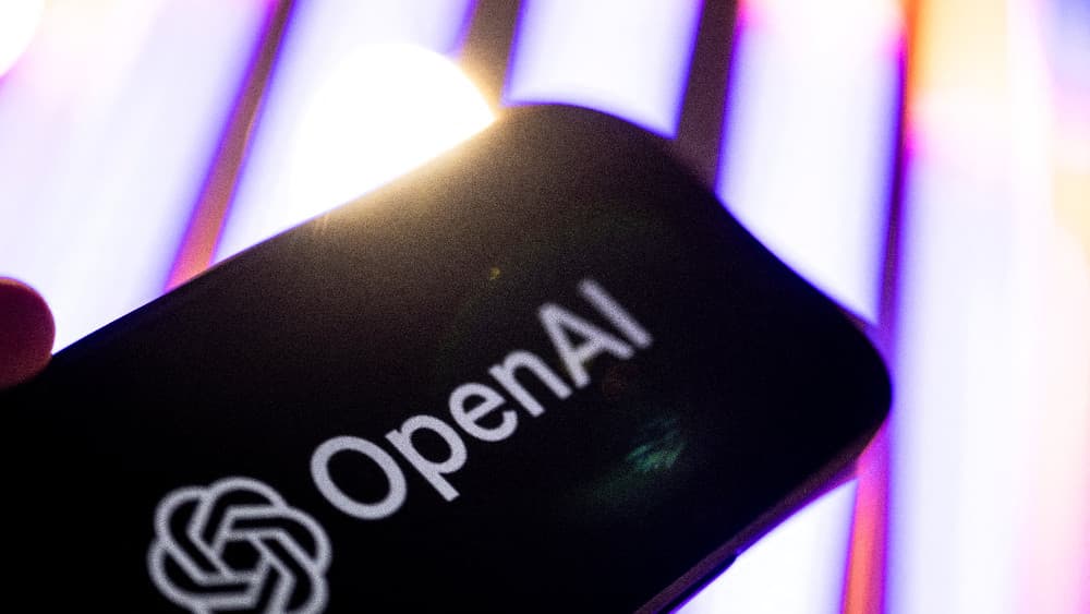 The OpenAI logo is seen at the "ALL IN 2026" conference at the Palais des Congres de Montreal in Montreal, Quebec, on September 17, 2026. (AFP)