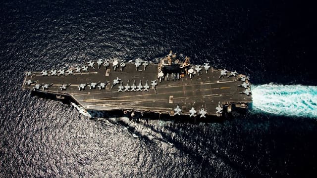 The Nimitz-class aircraft carrier USS Abraham Lincoln transits through the Arabian Sea on April 5, 2012.