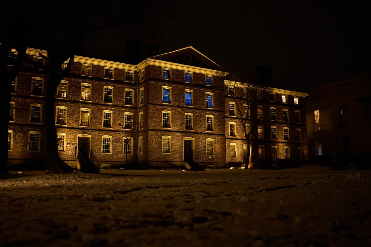 University Hall on the campus of Brown University, days after a December 13 mass shooting in Providence, Rhode Island, on December 15, 2025. (Photo by AFP/Bing Guan)