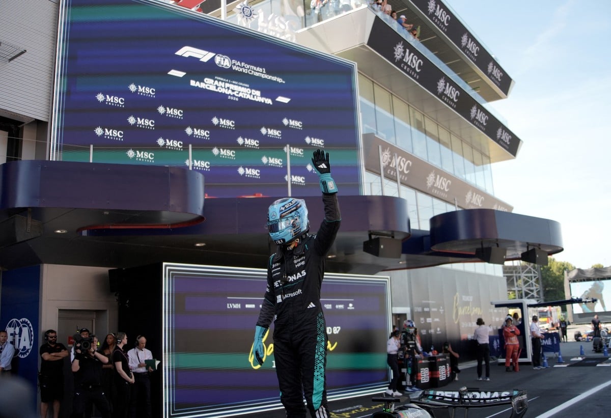 George Russell back in 'the groove' as he takes pole for Barcelona Grand Prix