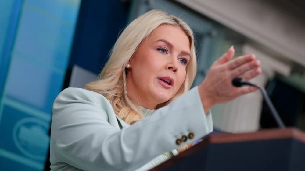 White House Press Secretary Karoline Leavitt takes questions during a news briefing in the James S. Brady Press Briefing Room of the White House on March 25, 2026 in Washington, DC.