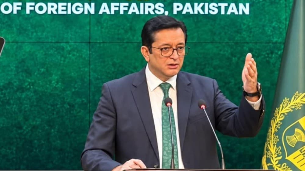 Pakistan's Foreign Office spokesperson, Ambassador Sajjad Haider Khan, addresses the weekly press briefing at the Ministry of Foreign Affairs, Islamabad. (X/ForeignOfficePk)
