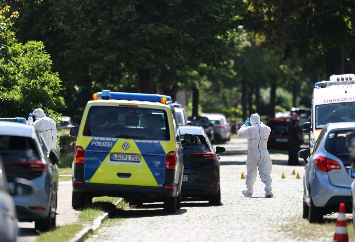 Police and rescue personnel work near the scene where five people were killed in a shooting in Stade, northern Germany, a city some 50 kilometres west of Hamburg, on June 29, 2026.